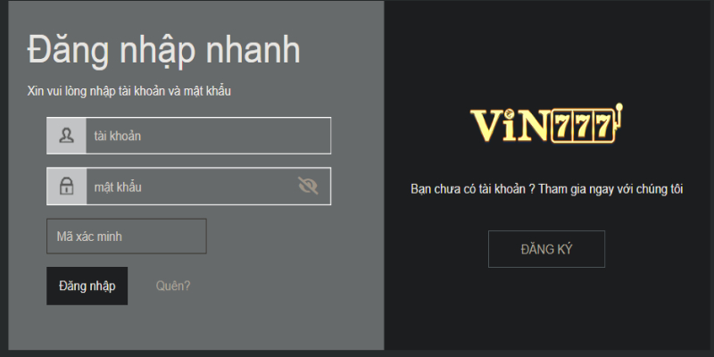 Người chơi cần tiến hành đăng nhập tài khoản cá cược Vin777 trước khi chơi
